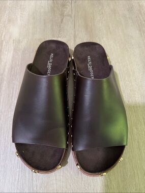 Kelsi Dagger Black Studded Leather Slide Mules